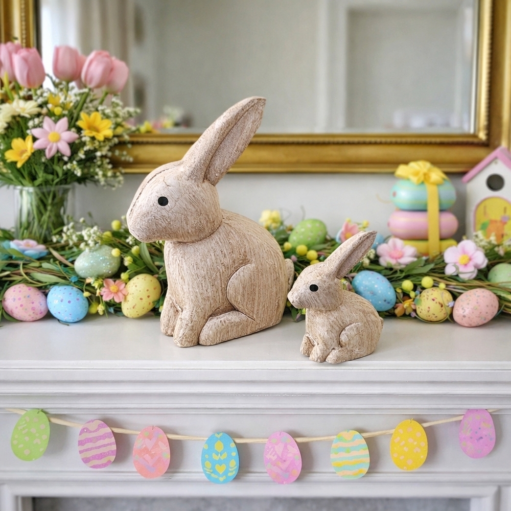 Charming Tan Rabbit Figurines